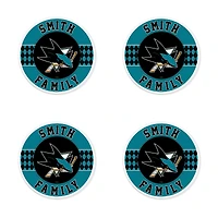 San Jose Sharks 4" Customizable Circular Coasters 4-Pack Set