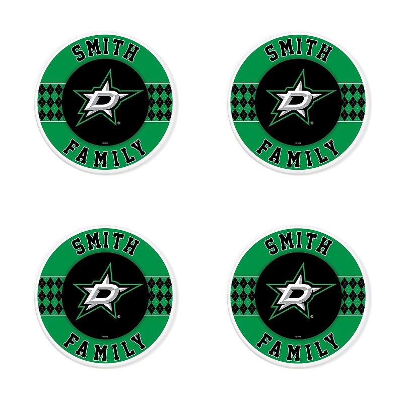 Dallas Stars 4" Customizable Circular Coasters 4-Pack Set