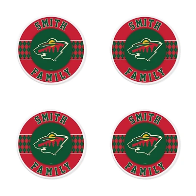 Minnesota Wild 4" Customizable Circular Coasters 4-Pack Set