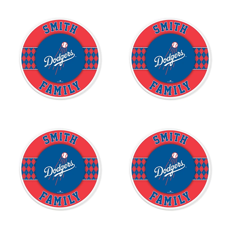 Los Angeles Dodgers 4" Customizable Circular Coasters 4-Pack Set