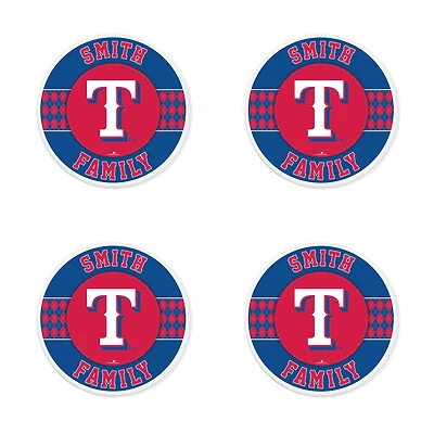Texas Rangers 4" Customizable Circular Coasters 4-Pack Set