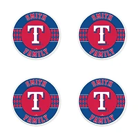 Texas Rangers 4" Customizable Circular Coasters 4-Pack Set