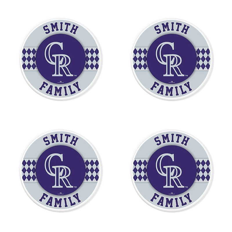 Colorado Rockies 4" Customizable Circular Coasters 4-Pack Set