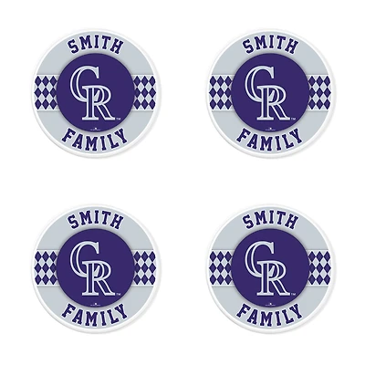 Colorado Rockies 4" Customizable Circular Coasters 4-Pack Set