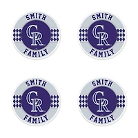 Colorado Rockies 4" Customizable Circular Coasters 4-Pack Set