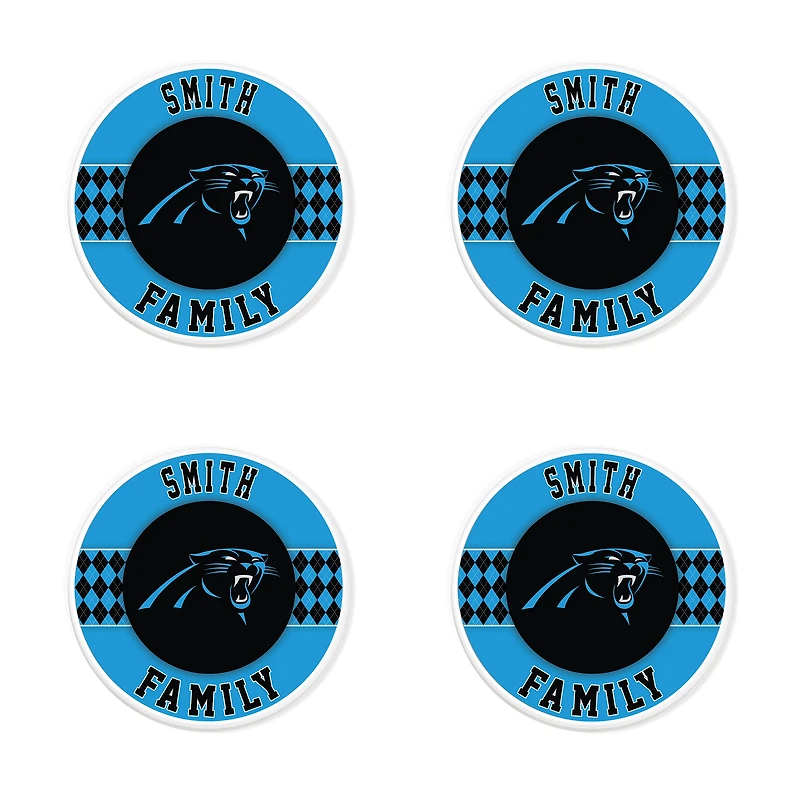 Carolina Panthers 4" Customizable Circular Coasters 4-Pack Set