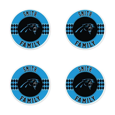 Carolina Panthers 4" Customizable Circular Coasters 4-Pack Set