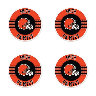 Cleveland Browns 4" Personalized Circular Coasters 4-Pack Set