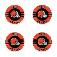 Cleveland Browns 4" Personalized Circular Coasters 4-Pack Set