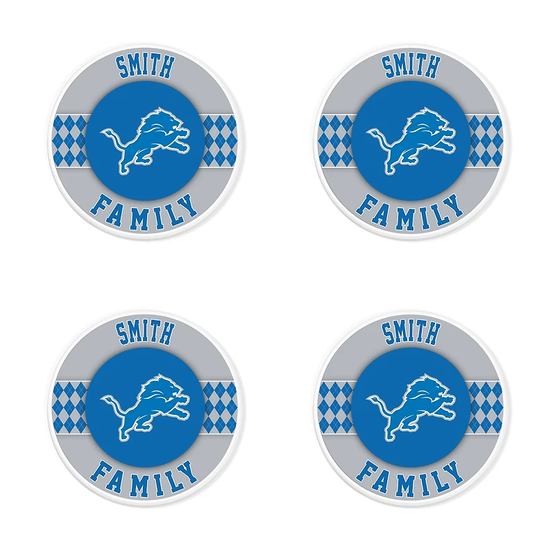 Detroit Lions 4" Customizable Circular Coasters 4-Pack Set