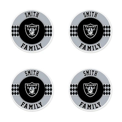 Las Vegas Raiders 4" Customizable Circular Coasters 4-Pack Set