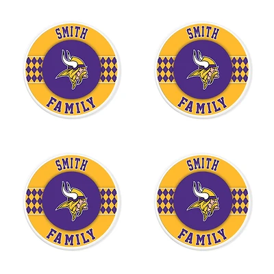 Minnesota Vikings 4" Customizable Circular Coasters 4-Pack Set