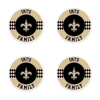 New Orleans Saints 4" Personalized Circular Coasters 4-Pack Set