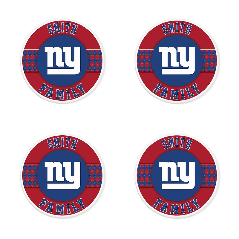 New York Giants 4" Customizable Circular Coasters 4-Pack Set