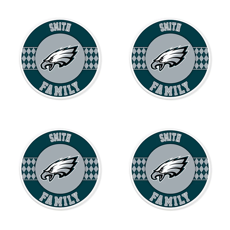 Philadelphia Eagles 4" Customizable Circular Coasters 4-Pack Set