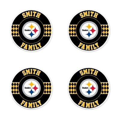 Pittsburgh Steelers 4" Customizable Circular Coasters 4-Pack Set