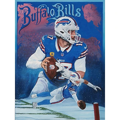 Josh Allen Buffalo Bills Deacon Jones Foundation 28" x 36" Fine Art Canvas by Artist Edgar Brown