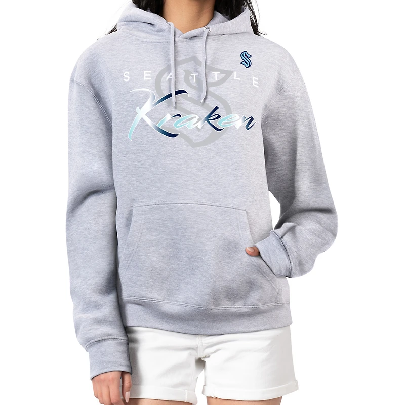 Women's G-III 4Her by Carl Banks Gray Seattle Kraken Shadow Logo Fleece Hoodie