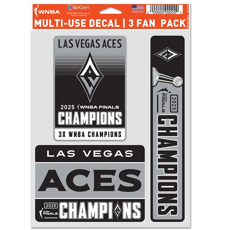 WinCraft Las Vegas Aces 2025 WNBA Finals Champions Three-Piece Fan Decal Set