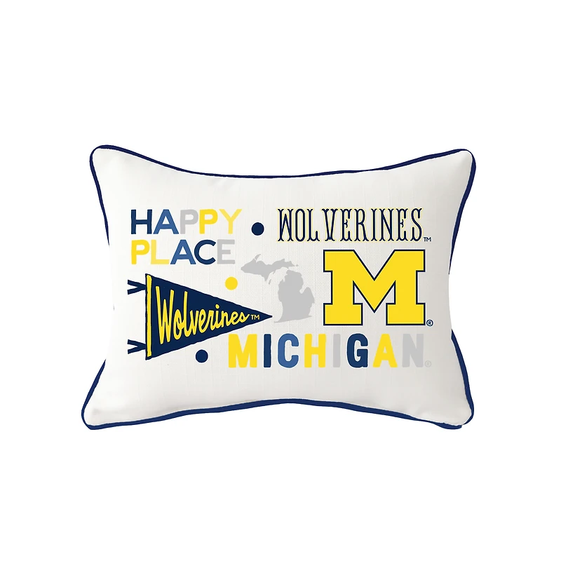 Little Birdie Michigan Wolverines Rectangular Piped Pillow