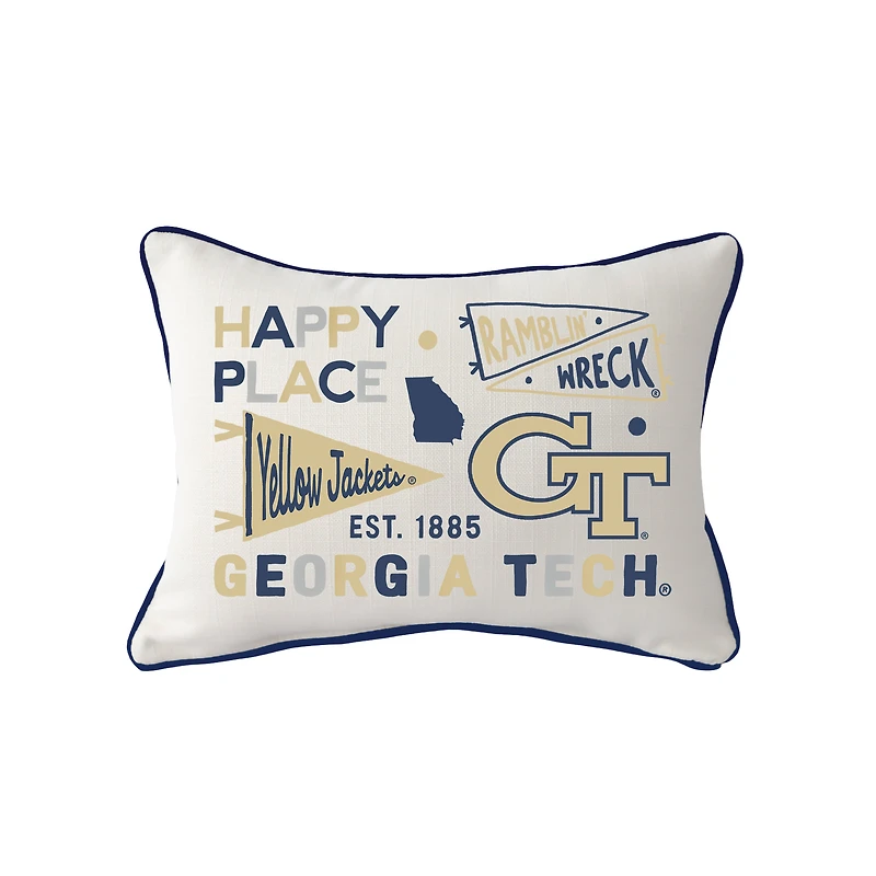Little Birdie Georgia Tech Yellow Jackets Rectangular Piped Pillow
