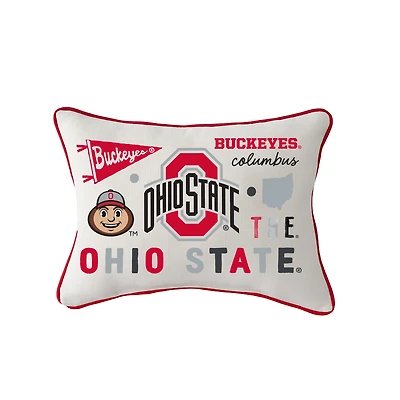 Little Birdie Ohio State Buckeyes Rectangular Piped Pillow