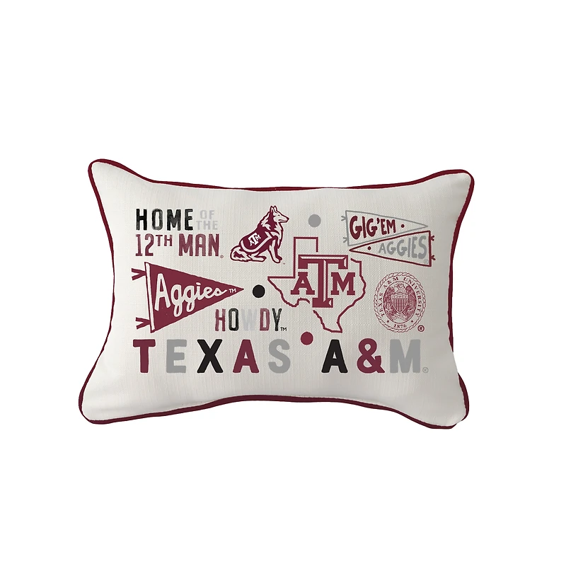 Little Birdie Texas A&M Aggies Rectangular Piped Pillow