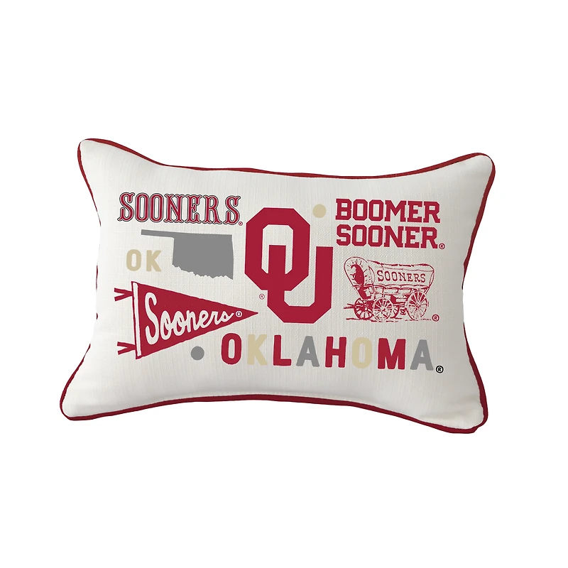 Little Birdie Oklahoma Sooners Rectangular Piped Pillow