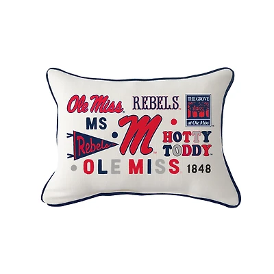 Little Birdie Ole Miss Rebels Rectangular Piped Pillow