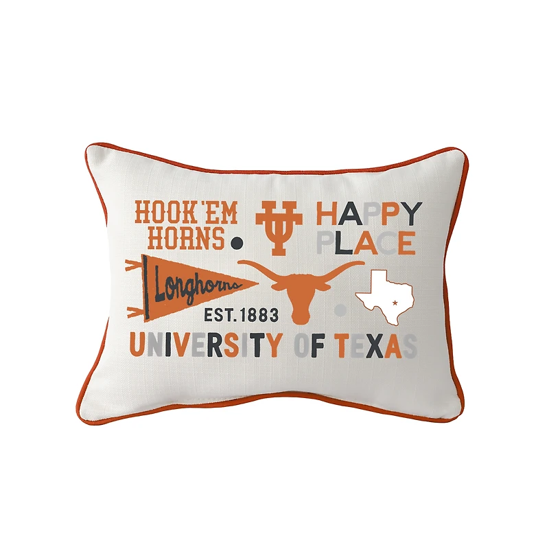 Little Birdie Texas Longhorns Rectangular Piped Pillow