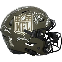 NFL Quarterback Legends Autographed Riddell 2022 Salute To Service Speed Flex Authentic Helmet with 7 Signatures - Limited Edition of 10