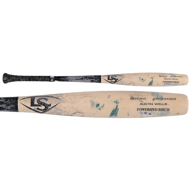 Austin Wells New York Yankees Game-Used Tan/Black Louisville Slugger Broken Bat vs. Tampa Bay Rays on July 28, 2025