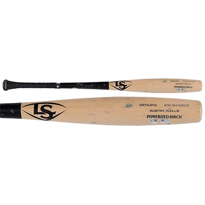Austin Wells New York Yankees Game-Used Tan/Black Louisville Slugger Broken Bat vs. Texas Rangers on August 4, 2025