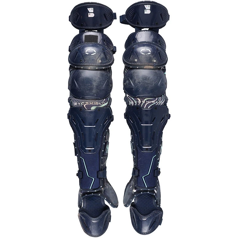 Austin Wells New York Yankees Game-Used Navy EvoShield Shin Guards vs. Detroit Tigers on September 10, 2025