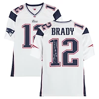 Tom Brady New England Patriots Autographed White Mitchell & Ness 2000 Authentic Jersey with "SB 36 38 39 49 51 53 Champs" Inscription