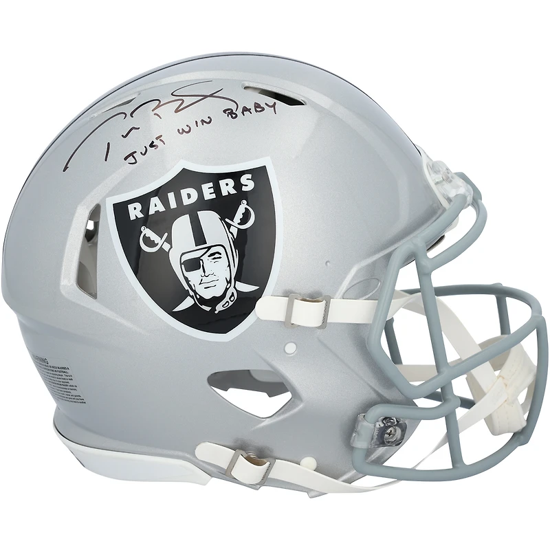 Tom Brady Las Vegas Raiders Autographed Riddell Speed Authentic Helmet with "Just Win Baby" Inscription
