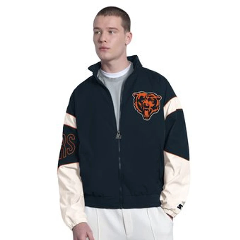 Men's Starter Navy Chicago Bears The Gust Full-Zip Hooded Jacket