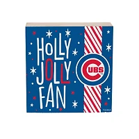 Chicago Cubs 6" Holiday Wood Plock Shelf Sign