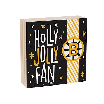Boston Bruins 6" Holiday Wood Plock Shelf Sign
