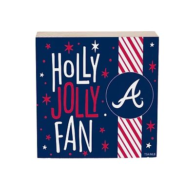 Atlanta Braves 6" Holiday Wood Plock Shelf Sign