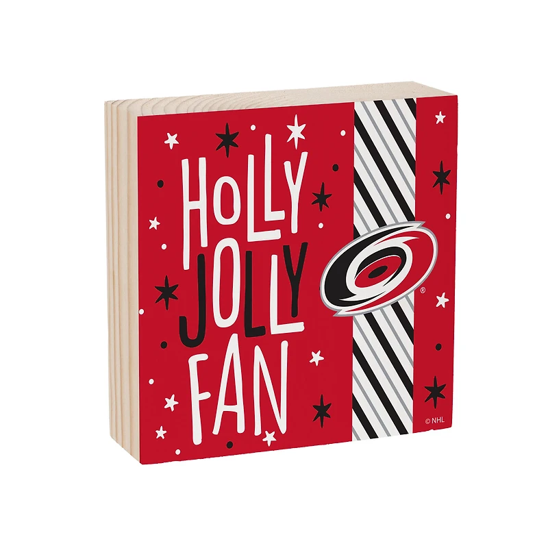 Carolina Hurricanes 6" Holiday Wood Plock Shelf Sign