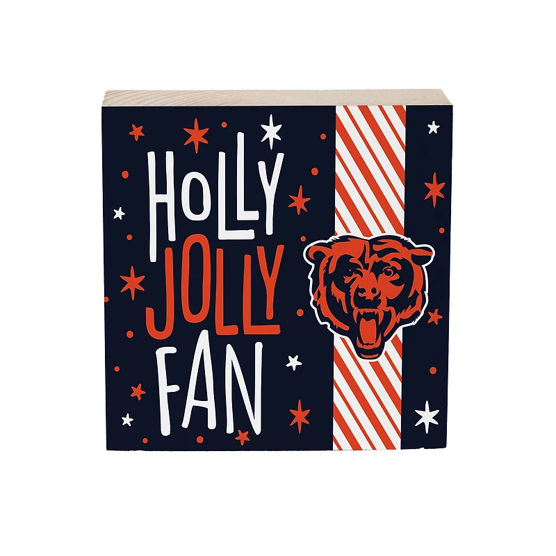 Chicago Bears 6" Holiday Wood Plock Shelf Sign