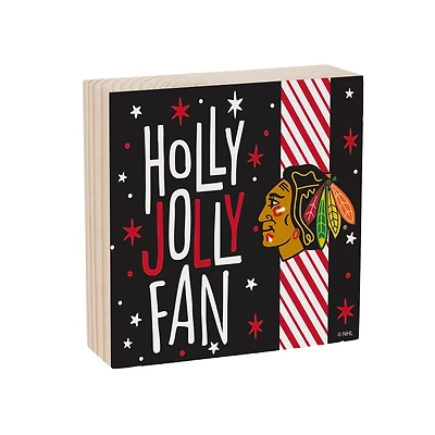 Chicago Blackhawks 6" Holiday Wood Plock Shelf Sign