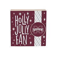 Mississippi State Bulldogs 6" Holiday Wood Plock Shelf Sign