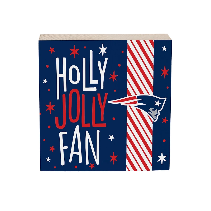 New England Patriots 6" Holiday Wood Plock Shelf Sign