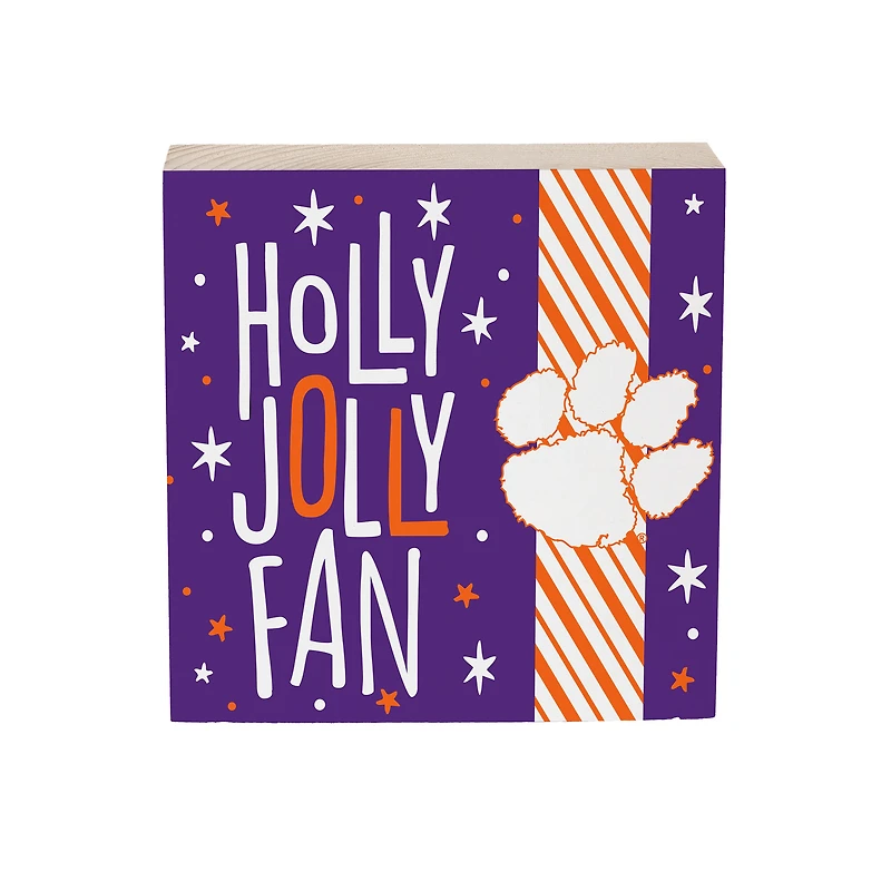 Clemson Tigers 6" Holiday Wood Plock Shelf Sign