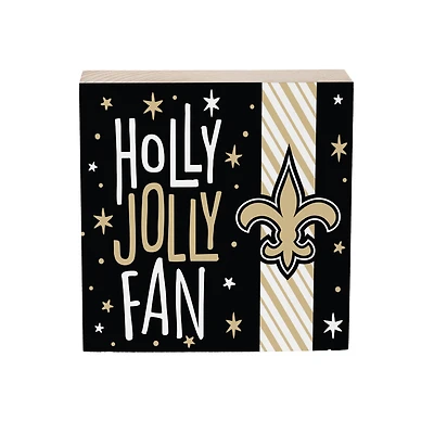 New Orleans Saints 6" Holiday Wood Plock Shelf Sign