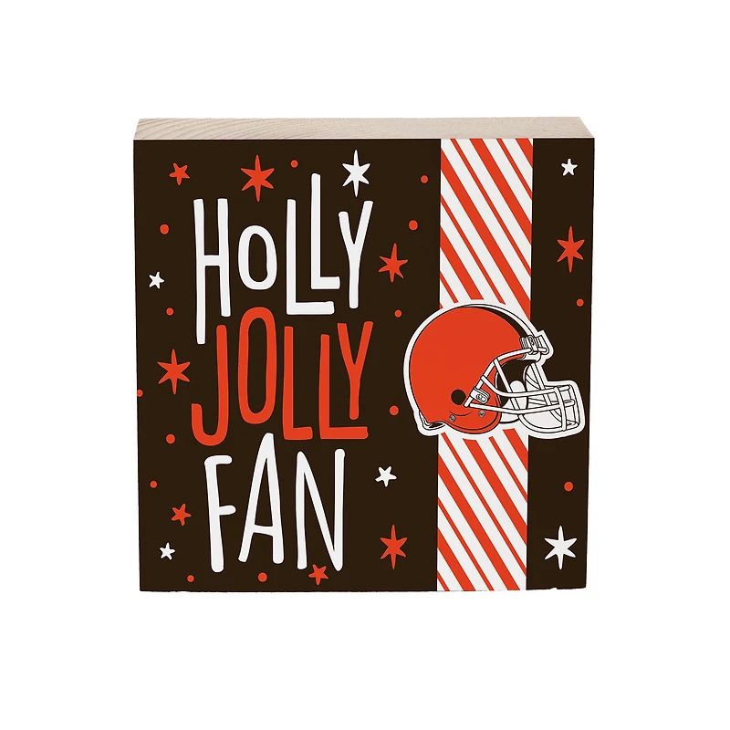 Cleveland Browns 6" Holiday Wood Plock Shelf Sign
