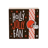 Cleveland Browns 6" Holiday Wood Plock Shelf Sign