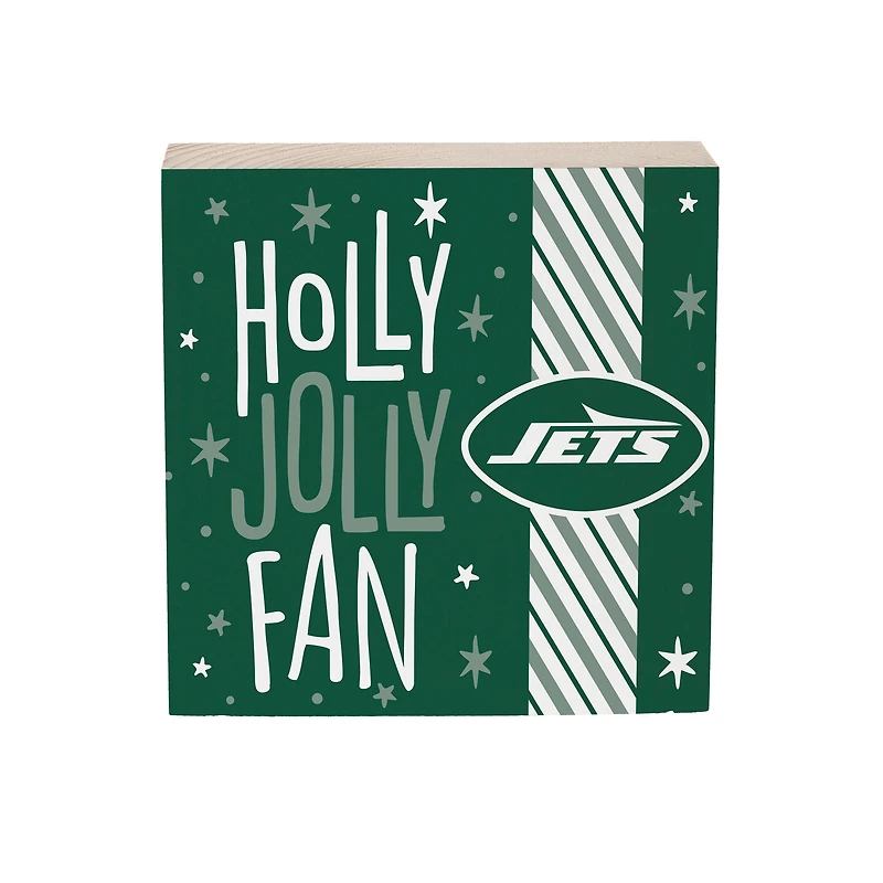 New York Jets 6" Holiday Wood Plock Shelf Sign
